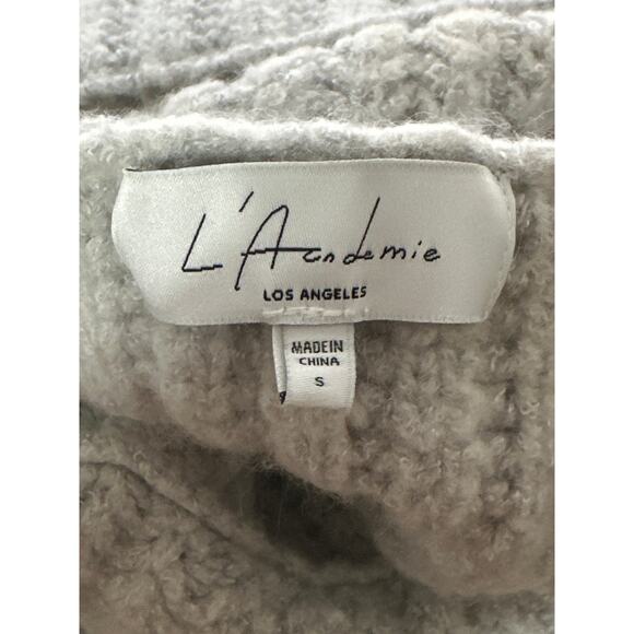 L’Academia Revolve Idriya Cropped Tunnel Funnel Neck Chunky Sweater S Grey - Picture 7 of 14